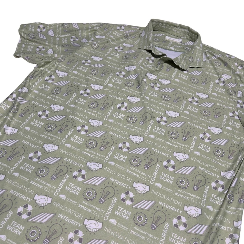Fore Fathers Golf Polo Shirt Mens L Green  Team Work Innovation Graphic